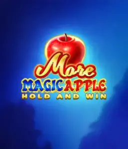 Discover the spellbinding allure of the More Magic Apple slot game by 3 Oaks Gaming, showcasing a glistening red apple on a vivid blue background. This graphic portrays the magical theme of the game. Suited for fans of fantasy, the vibrant visuals and appealing design draw players into the game's magical world. 