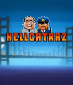 Explore the exciting world of the Hellcatraz game by Relax Gaming, showcasing a quirky prisoner and a guard with the infamous Alcatraz prison and San Francisco skyline in the background. This image captures the light-hearted escapade of an Alcatraz-inspired game, ideal for players looking for a unique slot experience, delivering a entertaining escape. 