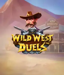  Dive into the daring world of "Wild West Duels" by Pragmatic Play, featuring a hardened gunslinger ready for a showdown. The image shows a resolute cowboy with crossed pistols, framed by a desert backdrop. His intense eyes and detailed attire embody the spirit of the Old West. The game's title is prominently featured in an ornate font, adding to the exciting theme. 